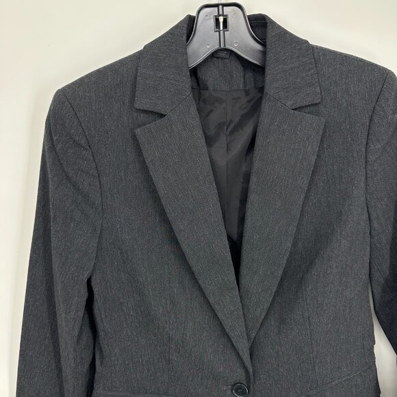 Express Blazer Jacket 4 Womens One Button Stretch Gray Suit Coat Work Career - Picture 4 of 8